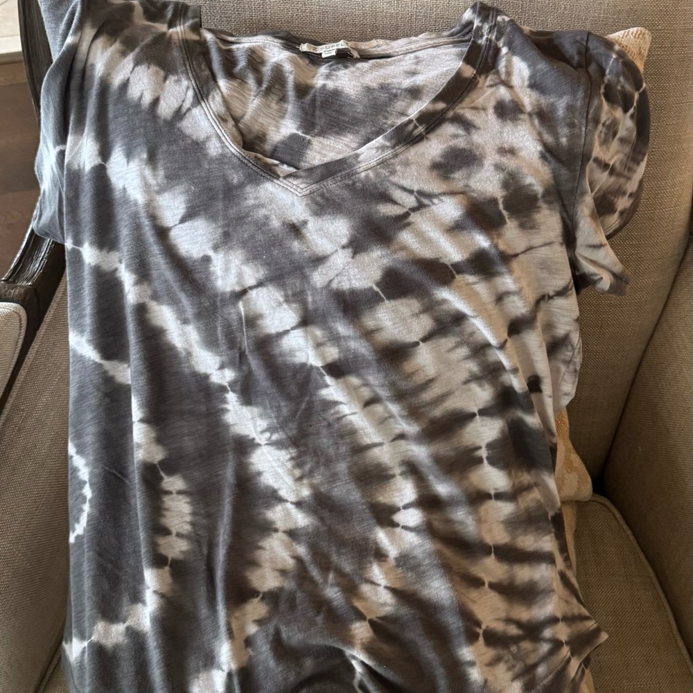 Gray Tie-Dye V-Neck Women's Top